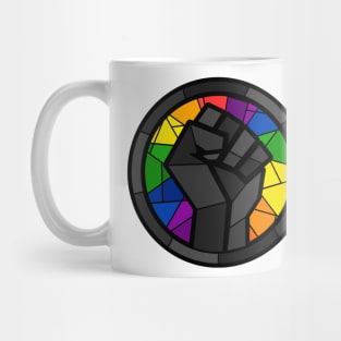 BLM Stained Glass Fist (Gay) Mug